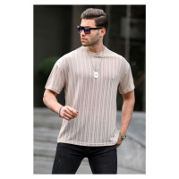 Madmext Beige Oversize Men's Crew Neck T-Shirt 6179