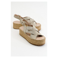LuviShoes Lontano Women's Beige Suede Genuine Leather Sandals