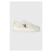 Kožené sneakers boty Calvin Klein Jeans CHUNKY CUPSOLE MONO LTH WN béžová barva, YW0YW00823