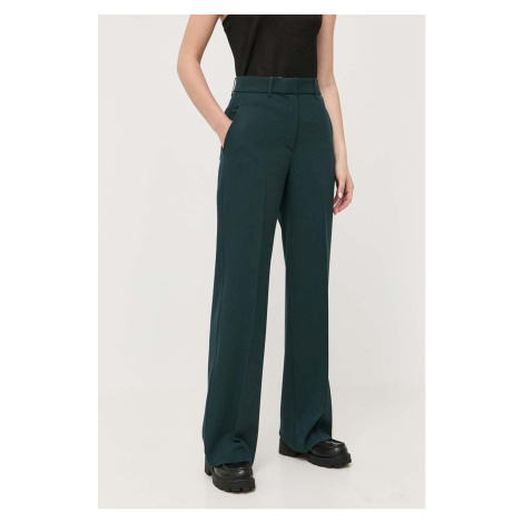 Kalhoty Ivy Oak Penina dámské, zelená barva, jednoduché, high waist IVY & OAK