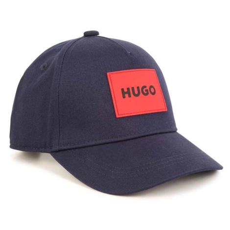 Dětská bavlněná kšiltovka HUGO tmavomodrá barva, s aplikací Hugo Boss