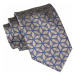 Béžová kravata s modrým geometrickým vzorem
