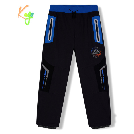 Chlapecké softshellové kalhoty, zateplené KUGO HK5621, tmavě šedá / modrý pas Barva: Šedá