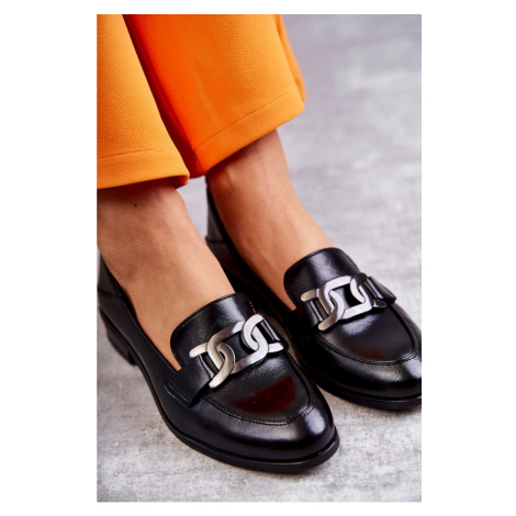 Fashionable Leather Loafers Black Trine Kesi