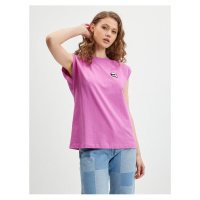 Růžové dámské tričko KARL LAGERFELD Ikonik