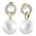 Cutie Jewellery Půvabné perlové náušnice ze žlutého zlata se zirkony Z6411-3123-10-X-1