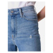 Světle modré dámské zkrácené slim fit džíny s potrhaným efektem Calvin Klein Jeans