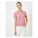 Koton Women's Pink Short Sleeve Crew Neck Glittery T-Shirt
