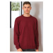 V0091 DEWBERRY MEN'S OVERSIZE SWEATER-PLAIN BURGUNDY