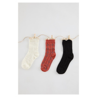 Trendyol Multi-Colored 3-Pack Jacquard Lace Detailed Knitted Socks