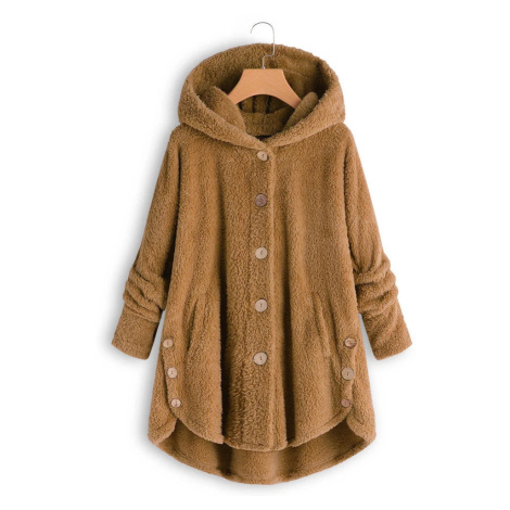 Dámský kožešinový kabátek s kapucí a knoflíky