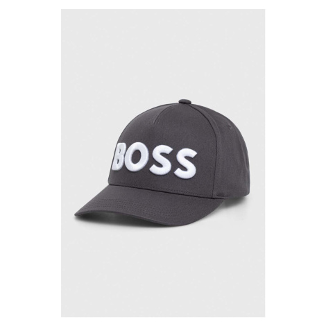 Kšiltovka BOSS šedá barva, s aplikací Hugo Boss