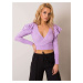 Dámský fialový svetr s nabíranými rukávy -liliowy Fialová