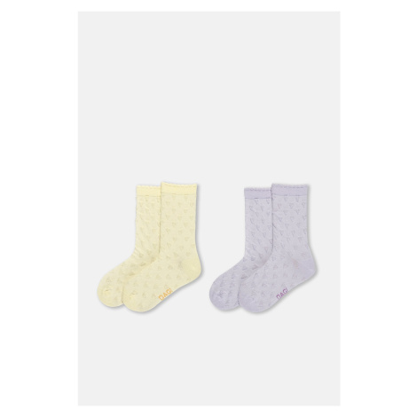 Dagi Lilac-Yellow Girls 2-Pack Heart Patterned Socks