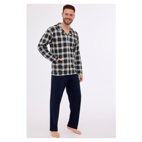 Propínací pánské pyžamo Cornette 114/73 - bavlna Tmavě šedá