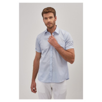 ALTINYILDIZ CLASSICS Men's Light Blue Comfort Fit Relaxed Fit Classic Collar Cotton Short Sleeve