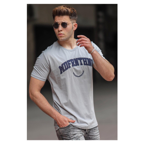 Madmext Men's Gray Printed T-Shirt 5267