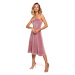 Sametové korzetové šaty M638 růžové - Moe
