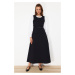 Trendyol Black Gabardine Belt Detailed Sleeveless Woven Gilet Dress