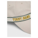 Bavlněná baseballová čepice Tommy Jeans béžová barva, s potiskem