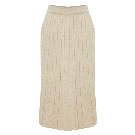 Trendyol Stone Glitter Pleated Knitwear Skirt