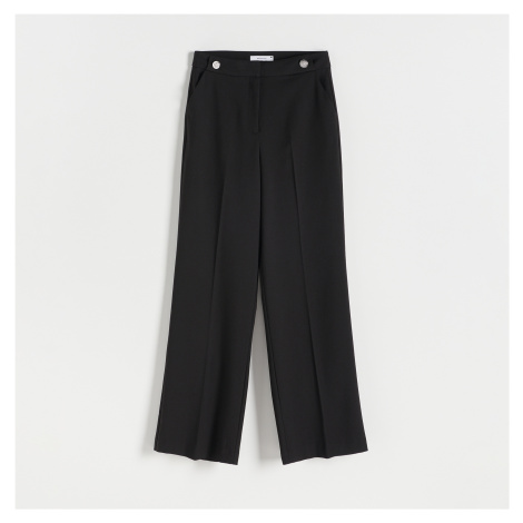 Reserved - Elegantní kalhoty s nažehlenými puky - Černý