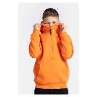Dětská bavlněná mikina Coccodrillo oranžová barva, s kapucí, hladká