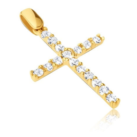 Přívěsek ze zlata 14K - velký kříž se zirkony s tenkými tyčinkami Šperky eshop