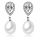 GRACE Silver Jewellery Stříbrné náušnice se zirkony a říční perlou Loreana, stříbro 925/1000 E12