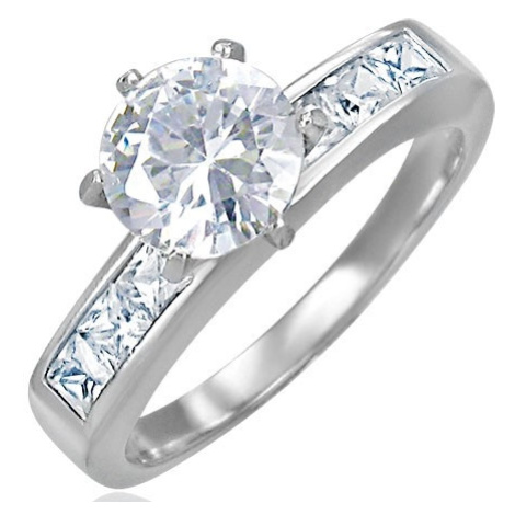 Snubní ocelový prsten s vystupujícím středovým zirkonem Šperky eshop