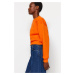 Trendyol Orange Relaxed Cut Crop Basic Crew Neck Thick Fleece Inside Knitted Sweatshirt