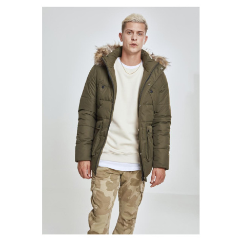 Faux Fur Hooded Jacket darkolive Urban Classics