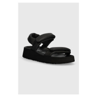 Kožené sandály Birkenstock Theda dámské, černá barva, na platformě, 1026877