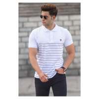 Madmext Men's White Polo Neck T-Shirt 5238