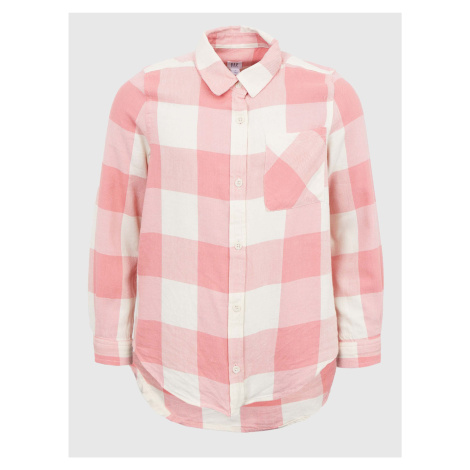 Růžovo-krémová holčičí kostkovaná flanelová košile GAP