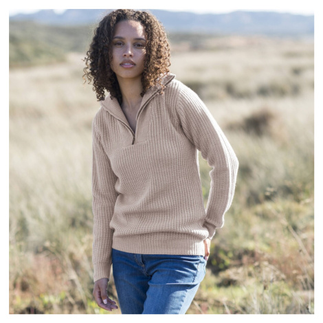 Pulovr se zipovým stojáčkem, pletený hladký vzor Blancheporte