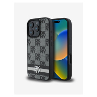 DKNY PU Leather Checkered Pattern and Stripe Zadní Kryt pro iPhone 16 Pro Max Black