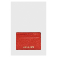 Kožené pouzdro na karty MICHAEL Michael Kors vínová barva