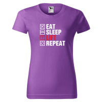 DOBRÝ TRIKO Dámské tričko s potiskem Eat sleep lift Barva: Fialová
