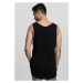 Long Shaped Open Edge Loose Tank - black