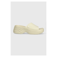 Pantofle Crocs Skyline Slide dámské, béžová barva, na platformě, 208182