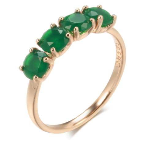 Pozlacený prsten s zelenými kameny