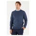 AC&Co / Altınyıldız Classics Men's Aviator Blue Standard Fit Regular Cut Crew Neck Jacquard Knit