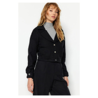 Trendyol Black Oversized Stamped Jacket Coat