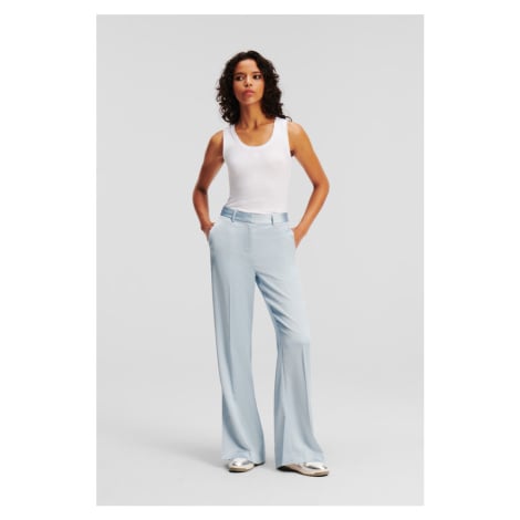 Kalhoty karl lagerfeld fluid satin tailored pants cashmere blue