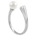 Otevřený stříbrný prsten Star s perlou a Brilliance Zirconia
