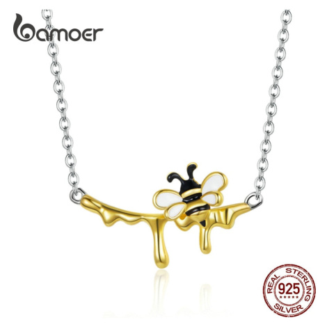 Stříbrný náhrdelník včelka na medu SCN460 LOAMOER