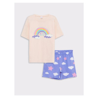 LC Waikiki Lcw Kids Crew Neck Printed Short Sleeved Girls' Shorts Pajamas Set