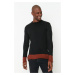 Trendyol Black Men's Regular Fit Crewneck Paneled Knitwear Sweater