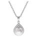 Brilio Silver Překrásný stříbrný náhrdelník s pravou perlou MP05320A (řetízek, přívěsek)